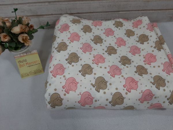 Tecido tricoline hipopótamo 100% algodão 1 METRO X 140 LARGURA tecido estampados