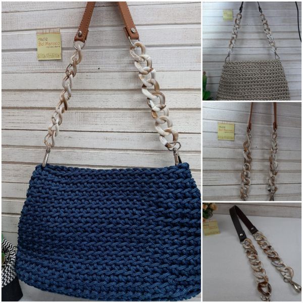 Alça elos com couro eco e mosquetões 60 x 2 cm